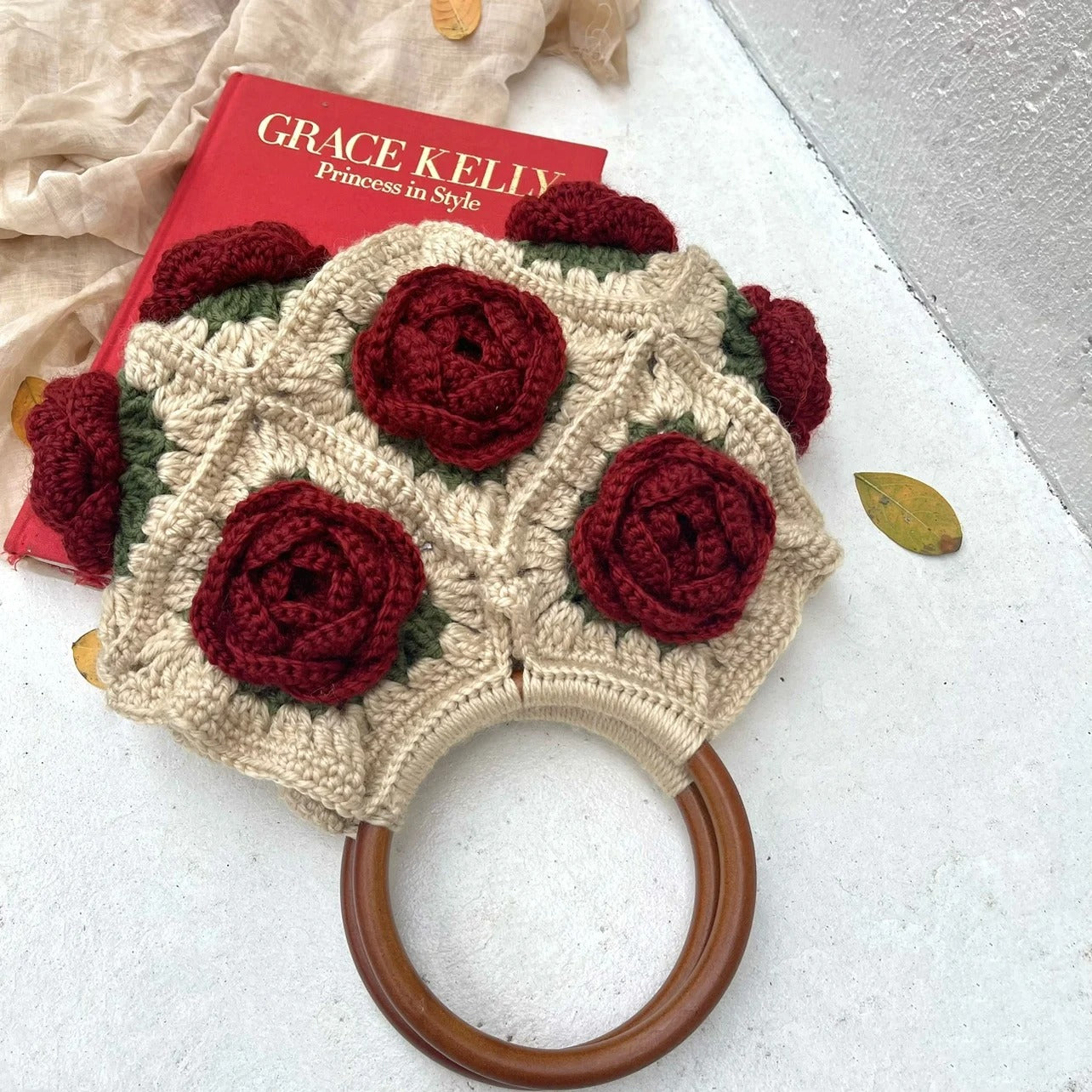 RED Rose Yarn Crochet Purse